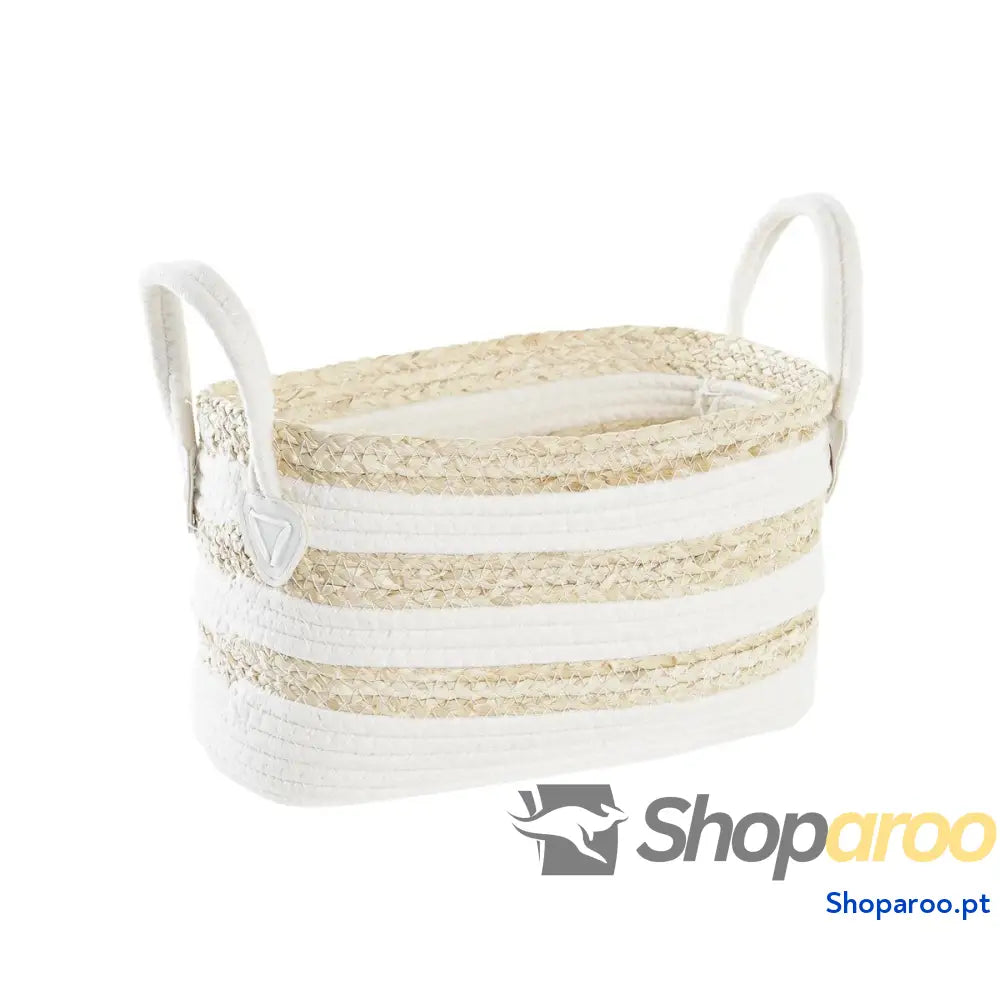 Cabaz DKD Home Decor Branco Bege Fibra natural 33 x 16 x 19 cm