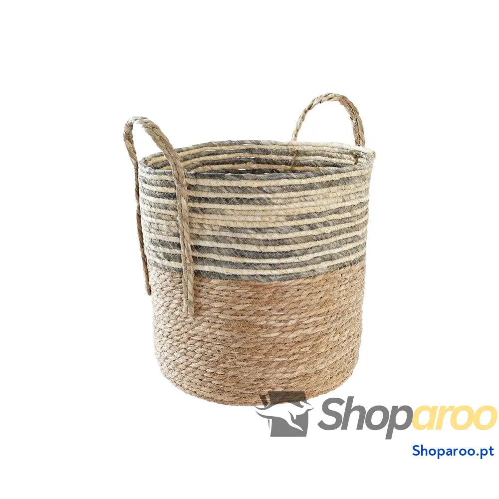 Cabaz DKD Home Decor Cinzento Fibra natural (2 Unidades) (1 Unidade)