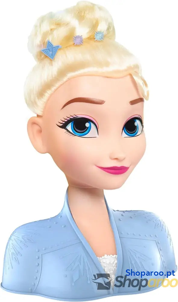 Elsa Styling Head Frozen 2 com Cabelo Loiro e Acessórios para Penteados