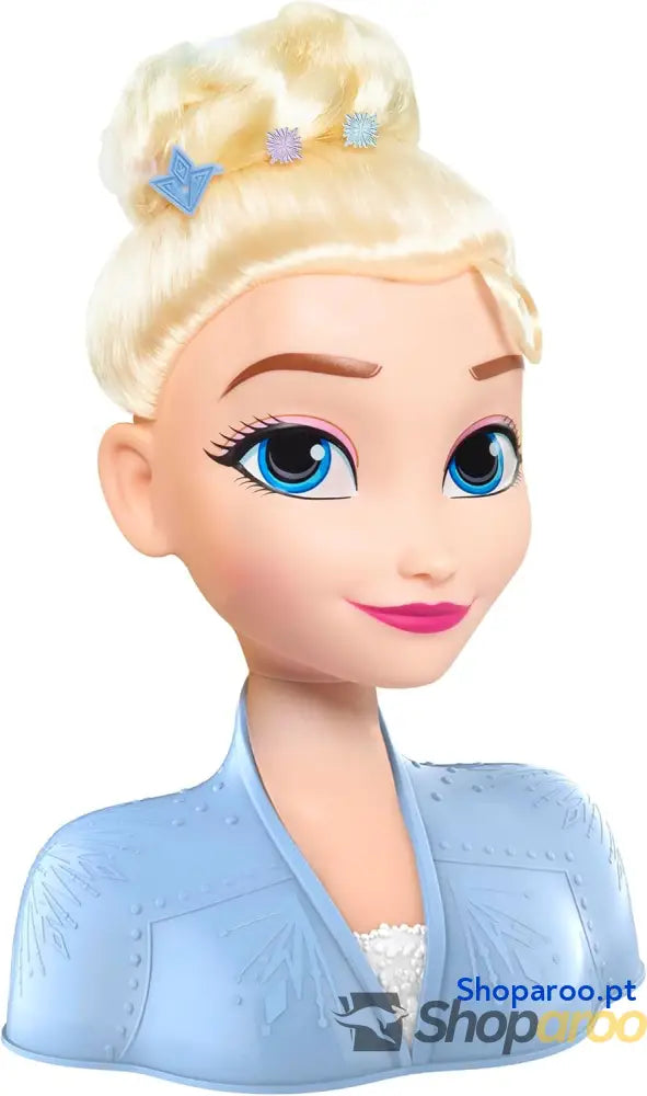 Elsa Styling Head Frozen 2 com Cabelo Loiro e Acessórios para Penteados
