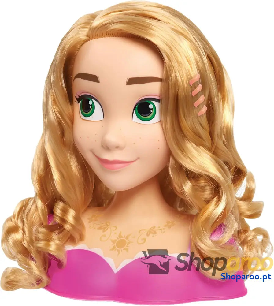 Cabeça para penteados princesa Rapunzel da Disney de cabelo loiro conjunto simulação 10 peças emaranhado brinquedos
