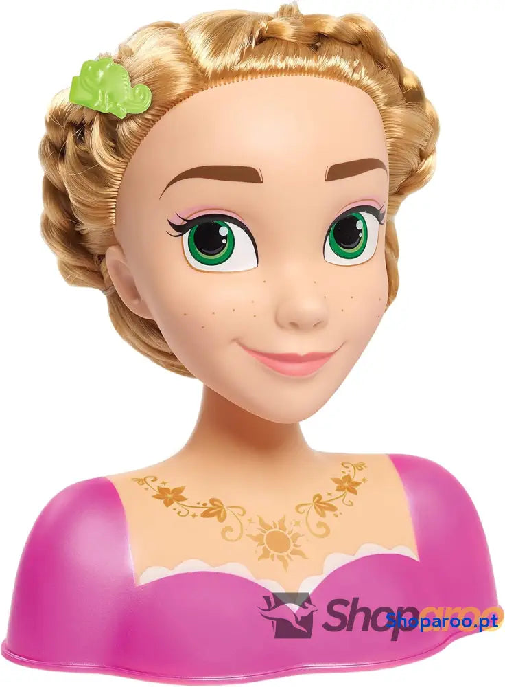 Cabeça para penteados princesa Rapunzel da Disney de cabelo loiro conjunto simulação 10 peças emaranhado brinquedos