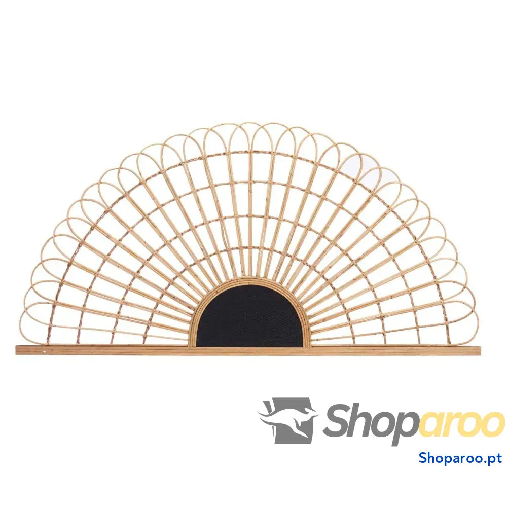 Cabeceira de Cama Leque Castanho Preto Rotim 160 x 80 2 cm
