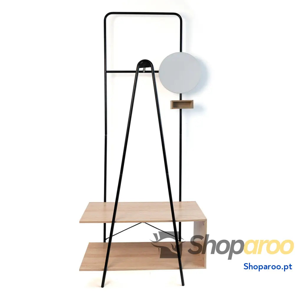 Cabide com espelho Vinthera Moa Preto Bege Metal Madeira MDF 76 x 180 40 cm