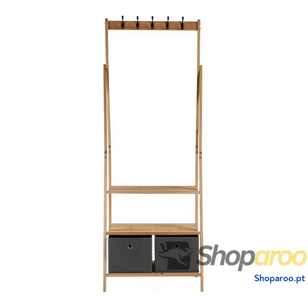 Cabide de Pé Kipit MH194001H Castanho Cinzento Madeira 40,5 x 175 67 cm