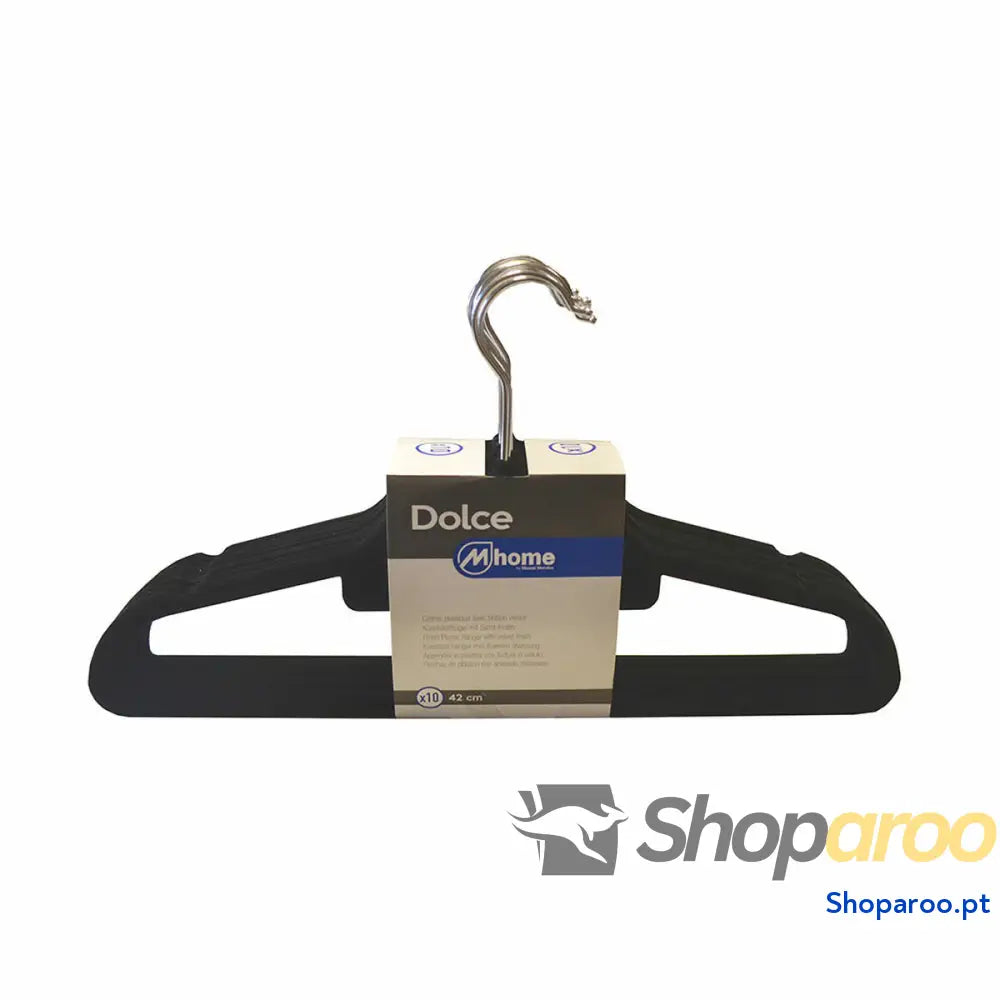 Cabides Mondex Preto Plástico Veludo 10 Unidades (42 cm)