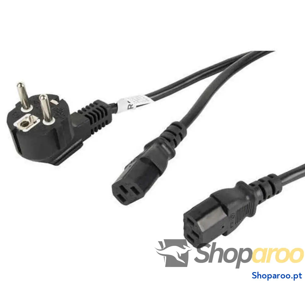 Cabo de Alimentação Lanberg SCHUKO CEE 7/7 A 2X IEC320 C13 Preto
