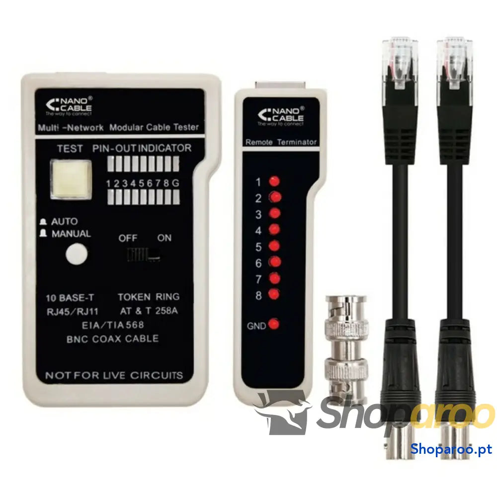 Cabo de rede rígido UTP Categoria 6 RJ11/RJ12/RJ45, coaxial NANOCABLE 10.31.0303 Branco/Preto