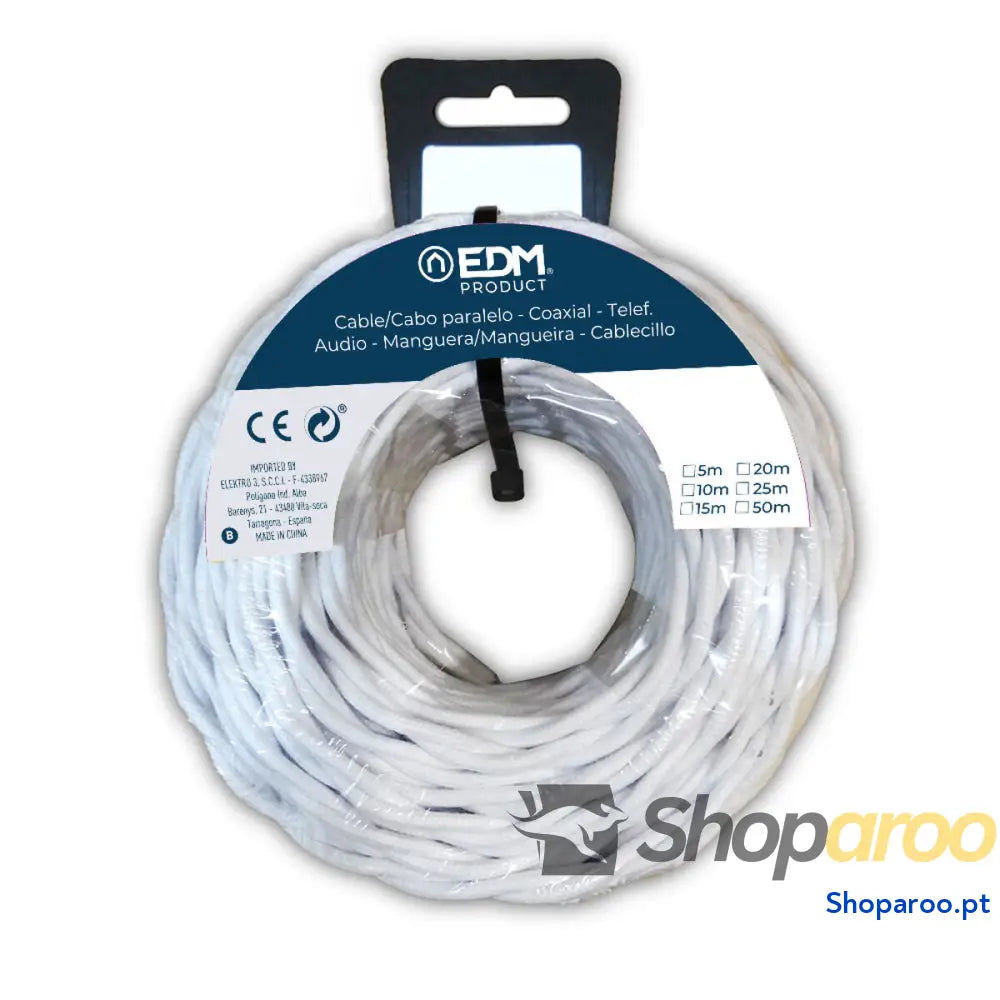 Cabo EDM 11885 Branco 2 x 1 mm 5 m