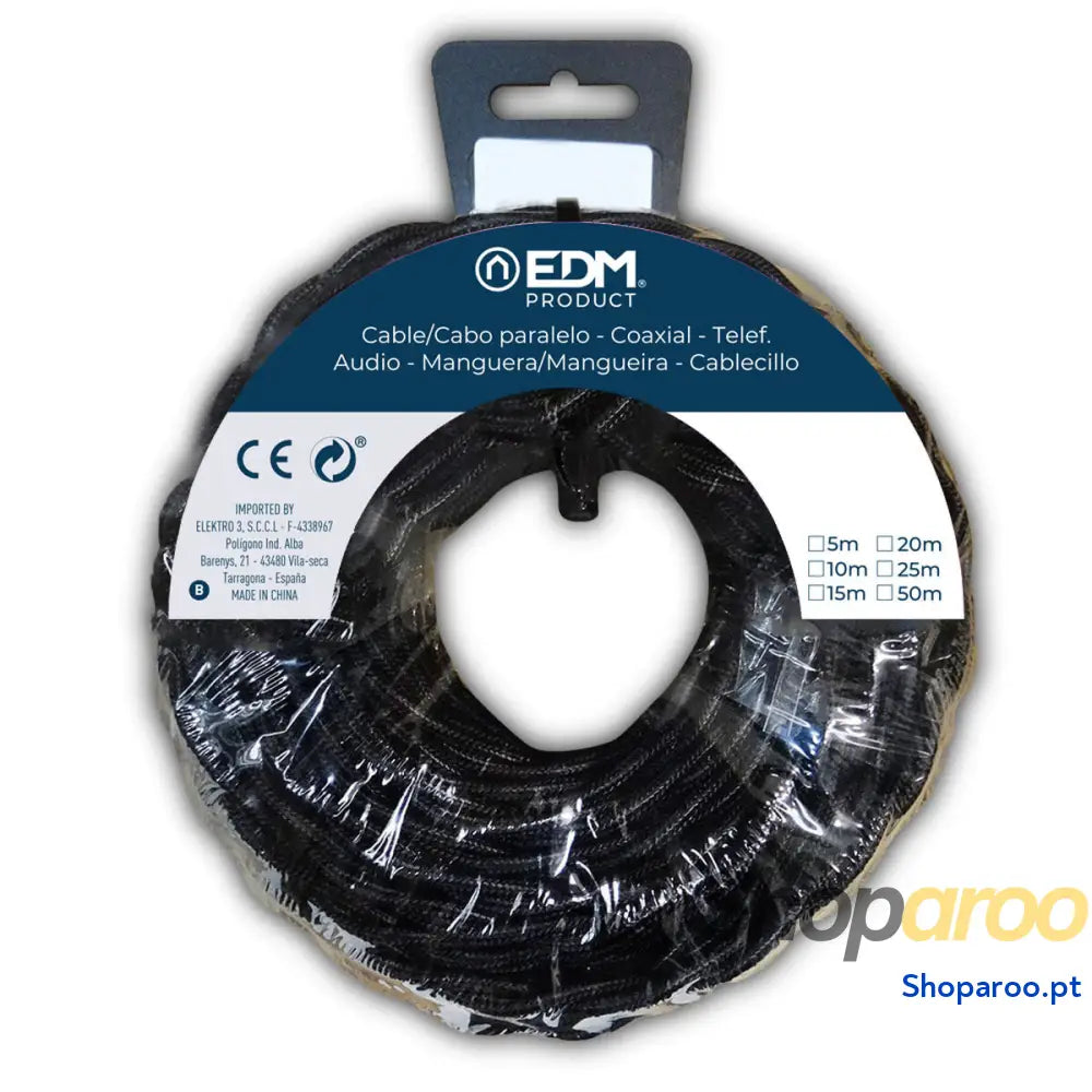 Cabo EDM 11997 Preto 2 x 1,5 mm 25 m