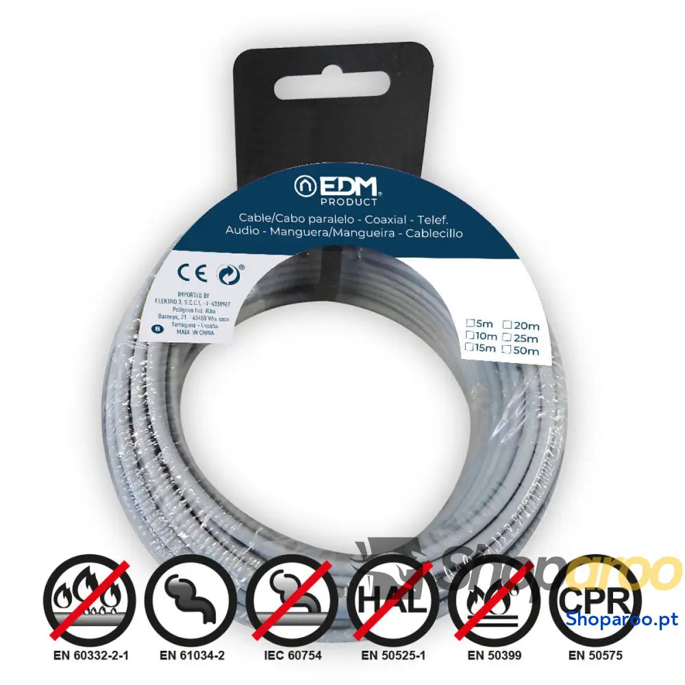 Cabo EDM 28469 Cinzento 2,5 mm 20 m