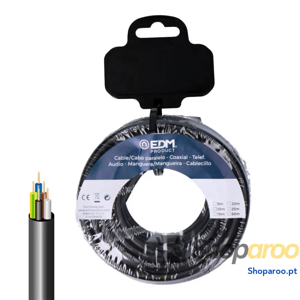 Cabo Elétrico Mangueira EDM 28381 vv-k06 Preto 15 m