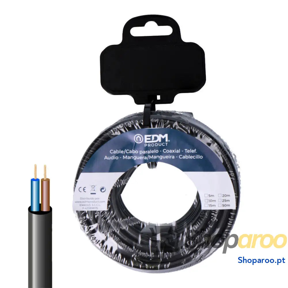 Cabo Elétrico Mangueira EDM 28726 Preto 20 m 2 x 0,75 mm H05VV-F
