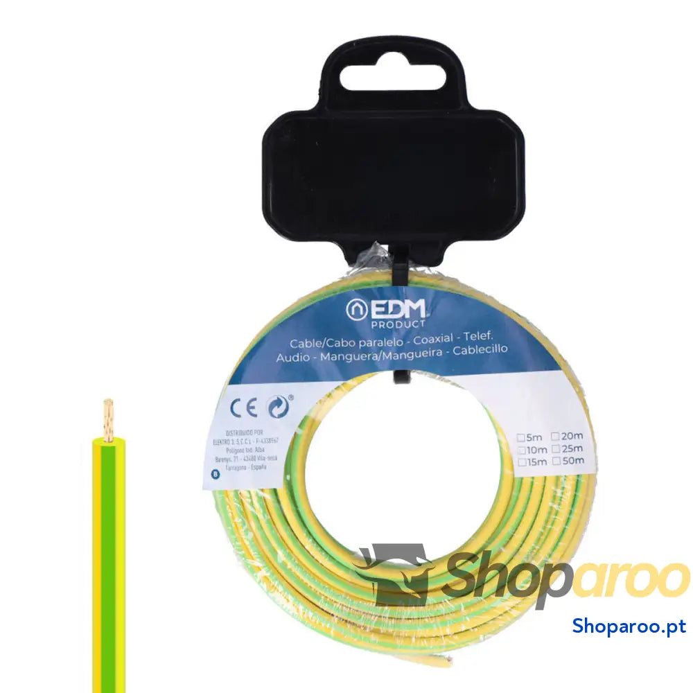 Cabo Elétrico Unifilar EDM 28577 Duas cores 5 m h07z1-k