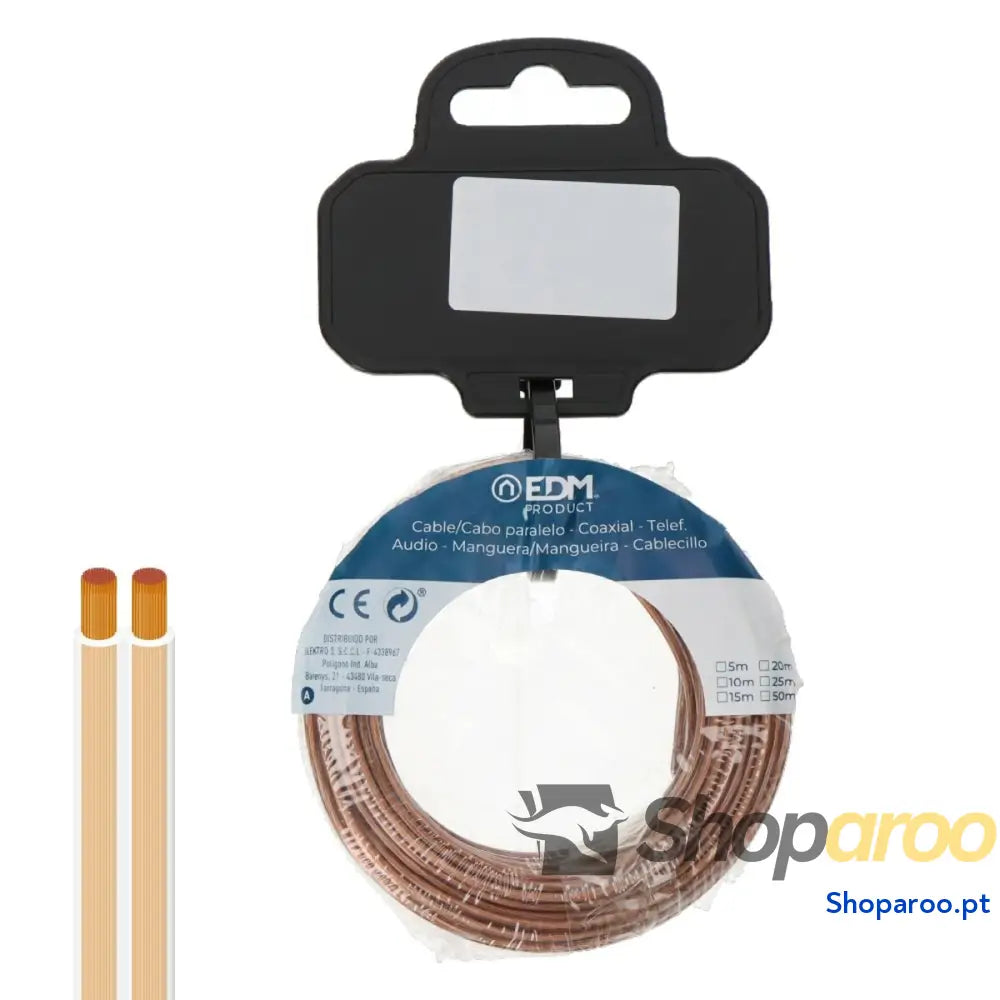 Cabo paralelo plano EDM 28717 Transparente 5 m 2 x 0,75 mm