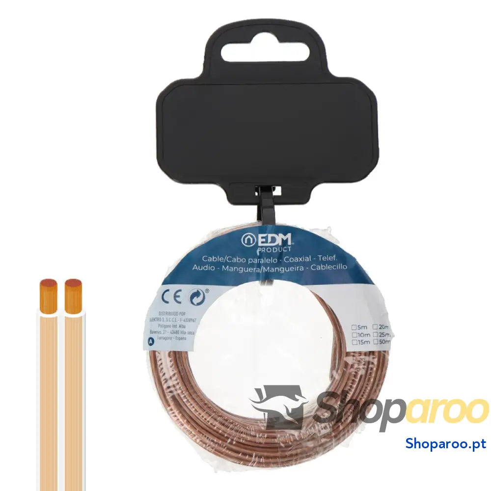 Cabo paralelo plano EDM 28722 Transparente 50 m 2 x 0,75 mm