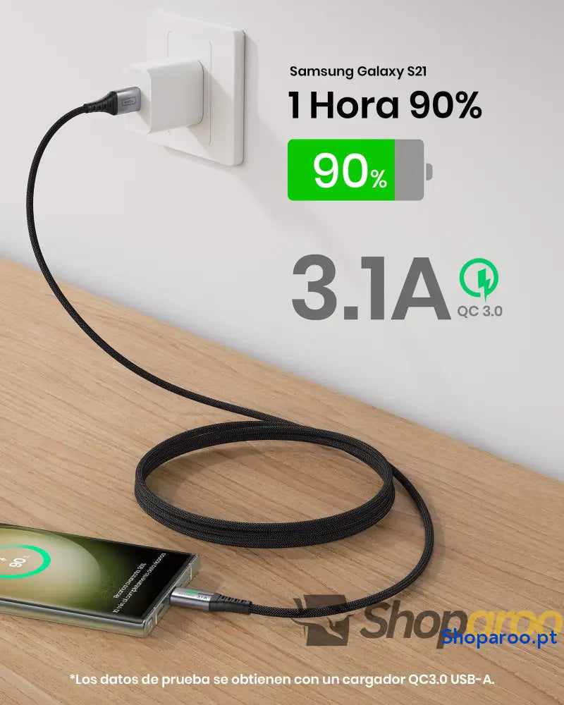 Cabo USB A C INIU [2 m] QC 3,0 e 3,1 Carregamento rápido liga trançada de nylon tipo Carregador compatível com iPhone