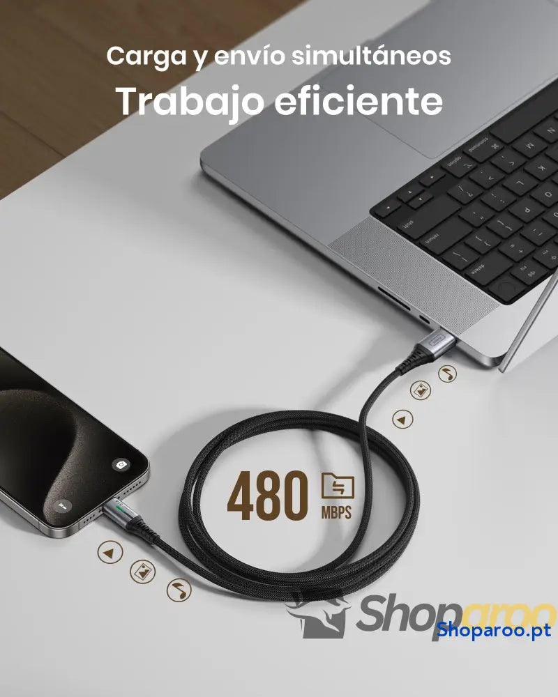 Cabo USB A C INIU [2 m] QC 3,0 e 3,1 Carregamento rápido liga trançada de nylon tipo Carregador compatível com iPhone