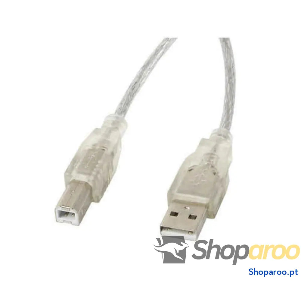 Cabo USB A para USB B Lanberg CA-USBA-12CC-0030-TR 3 m Transparente Claro Impressora (1 Unidade) (3 m)