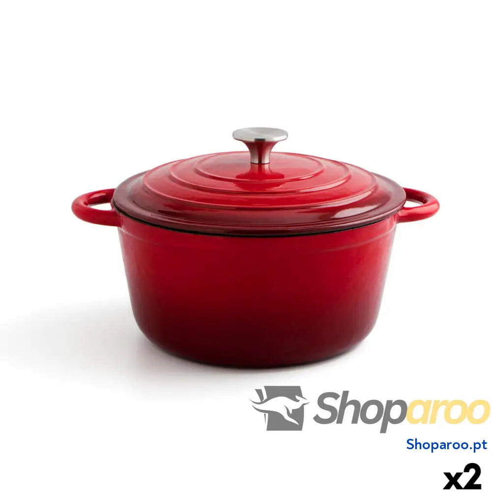 Caçarola com Tampa Bidasoa Fierro Vermelho Ø 24 cm 3,7 L (2 Unidades)