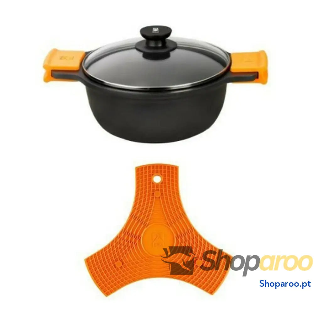 Caçarola com Tampa de Vidro BRA A270332 8,3 L Ø 32 cm Preto Metal Alumínio fundido