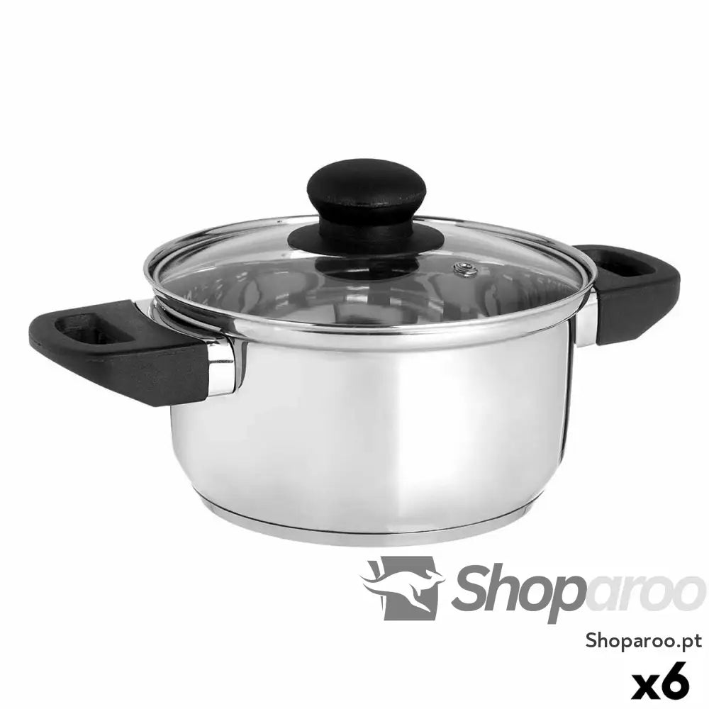 Caçarola com Tampa de Vidro Kinvara 16689B Prateado 1,8 L 28 x 9 18 cm (6 Unidades)