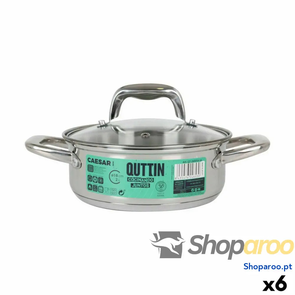 Caçarola com Tampa de Vidro Quttin Caesar Aço ø 18 x 7 cm (6 Unidades)