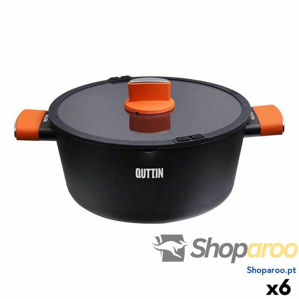 Caçarola com Tampa de Vidro Quttin Gastro Preto Laranja 34,5 x 25,5 12 cm (6 Unidades)