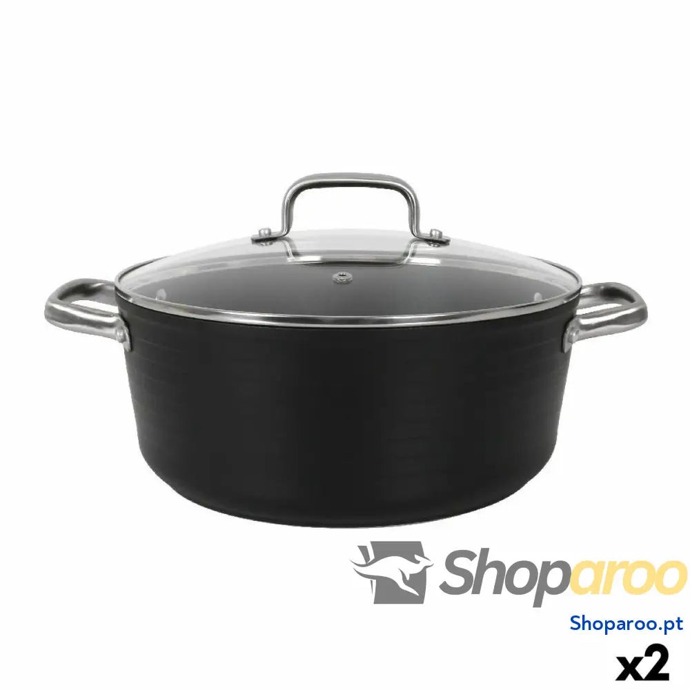 Caçarola com Tampa de Vidro Quttin Spiral Ø 28 cm Alumínio Forjado (2 Unidades)