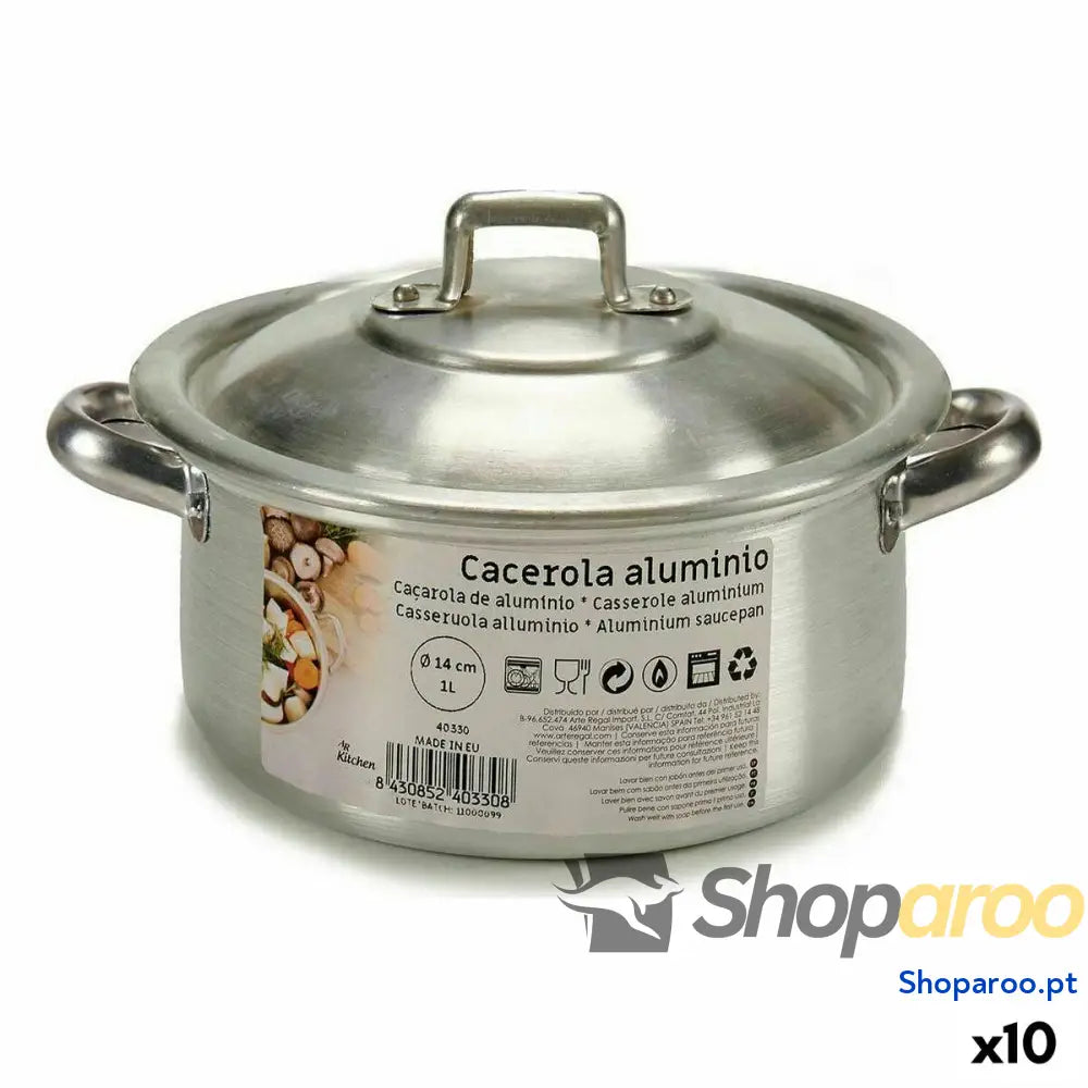 Caçarola com Tampa Kinvara 100002 Prateado Ø 14 cm 1 L (10 Unidades)