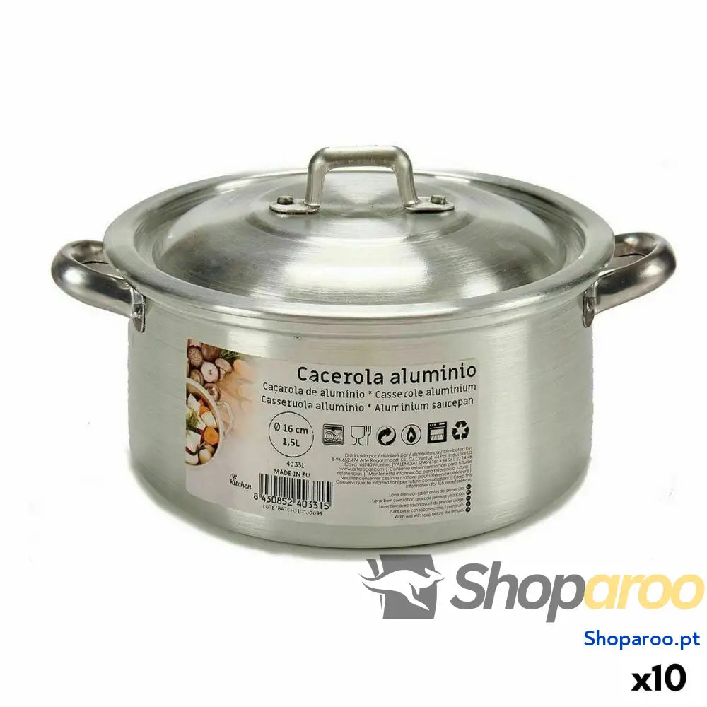 Caçarola com Tampa Kinvara 100003 Prateado 1,5 L 18 x 10 23,5 cm (10 Unidades)