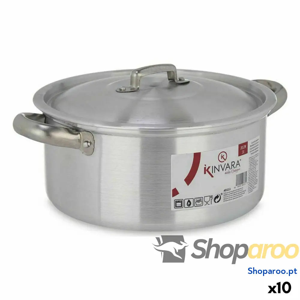 Caçarola com Tampa Kinvara 100005 Prateado 3 L (10 Unidades)