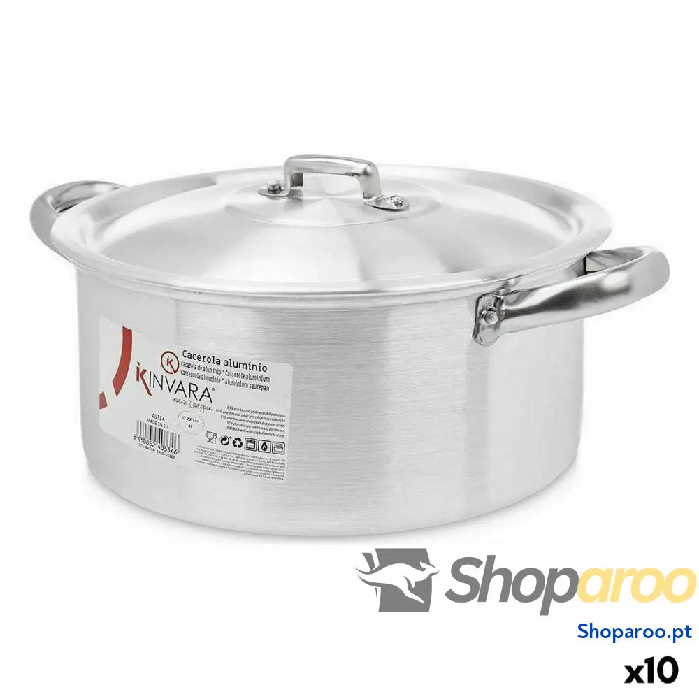 Caçarola com Tampa Kinvara 100006 Prateado 4 L 24 x 13 31 cm (10 Unidades)