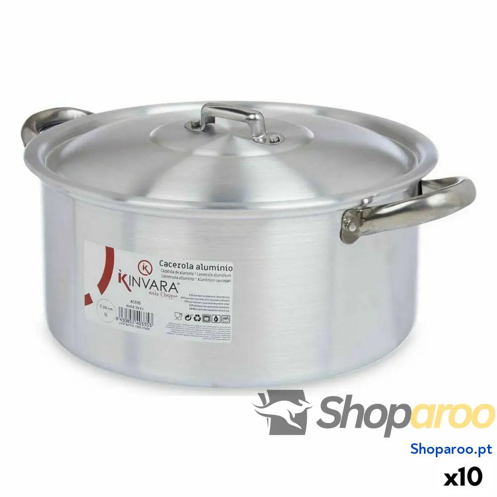 Caçarola com Tampa Kinvara 100007 Prateado 5 L (10 Unidades)