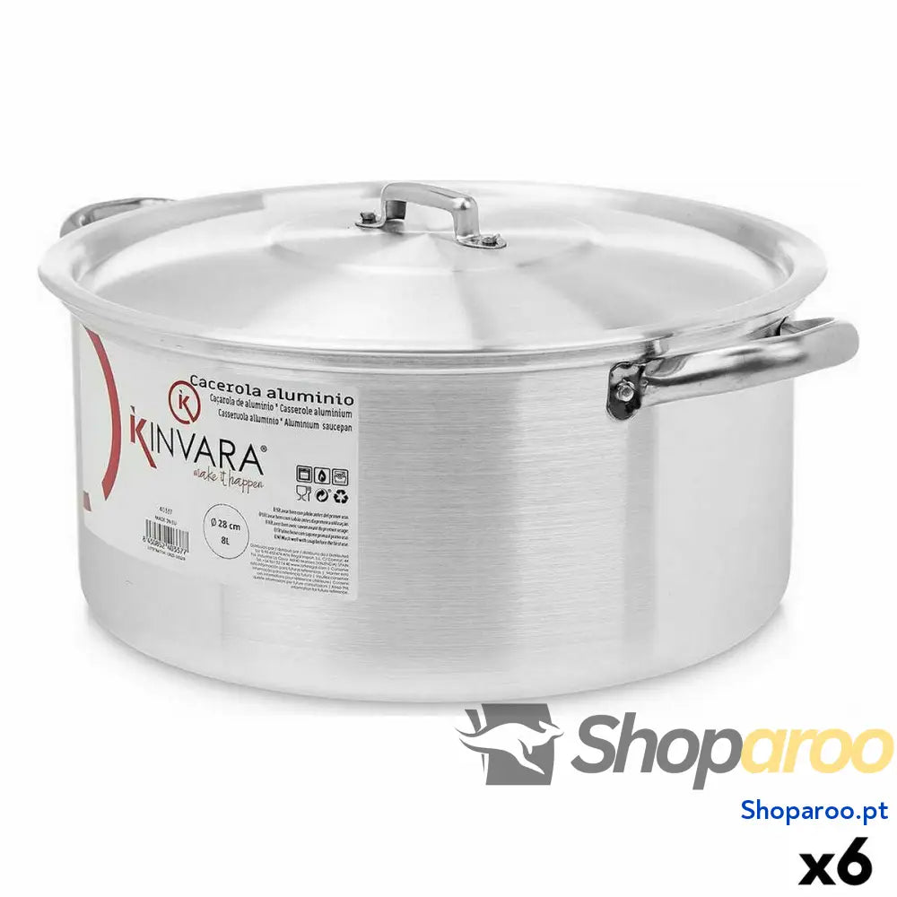 Caçarola com Tampa Kinvara 100009 Prateado 8 L (6 Unidades)