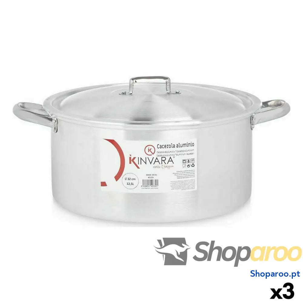 Caçarola com Tampa Kinvara 100011 Prateado 12,5 L (3 Unidades)