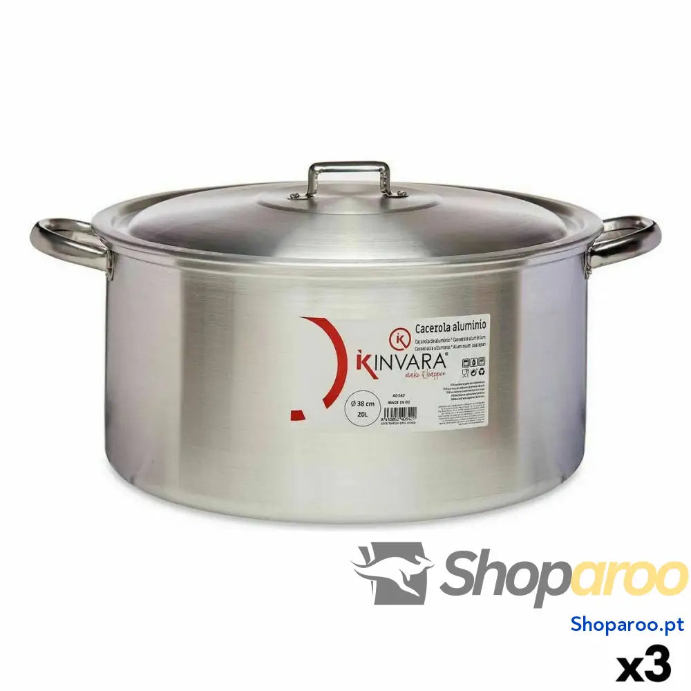 Caçarola com Tampa Kinvara 100014 Prateado 20 L (3 Unidades)
