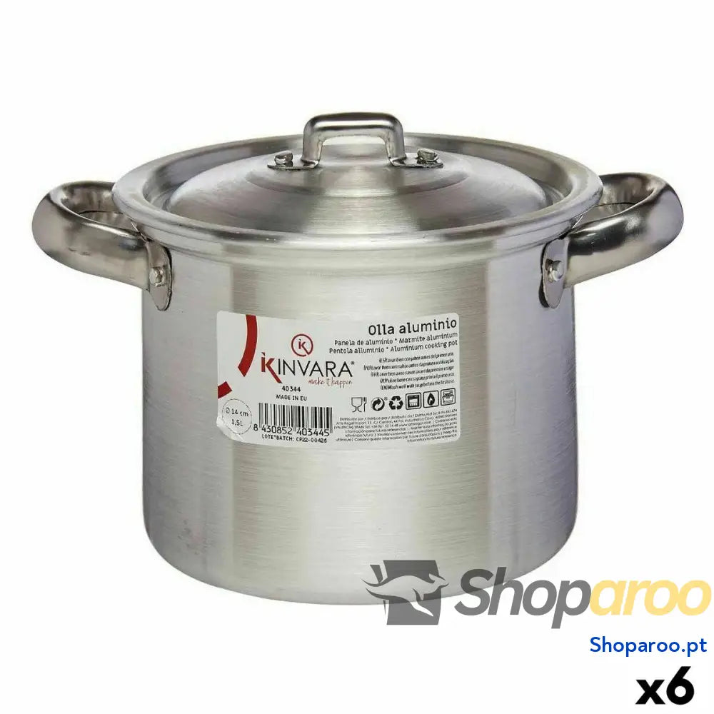 Caçarola com Tampa Kinvara 100030 Prateado Alumínio Ø 14 cm (6 Unidades)