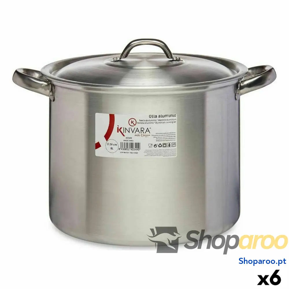 Caçarola com Tampa Kinvara 100035 Prateado Alumínio Ø 24 cm (6 Unidades)