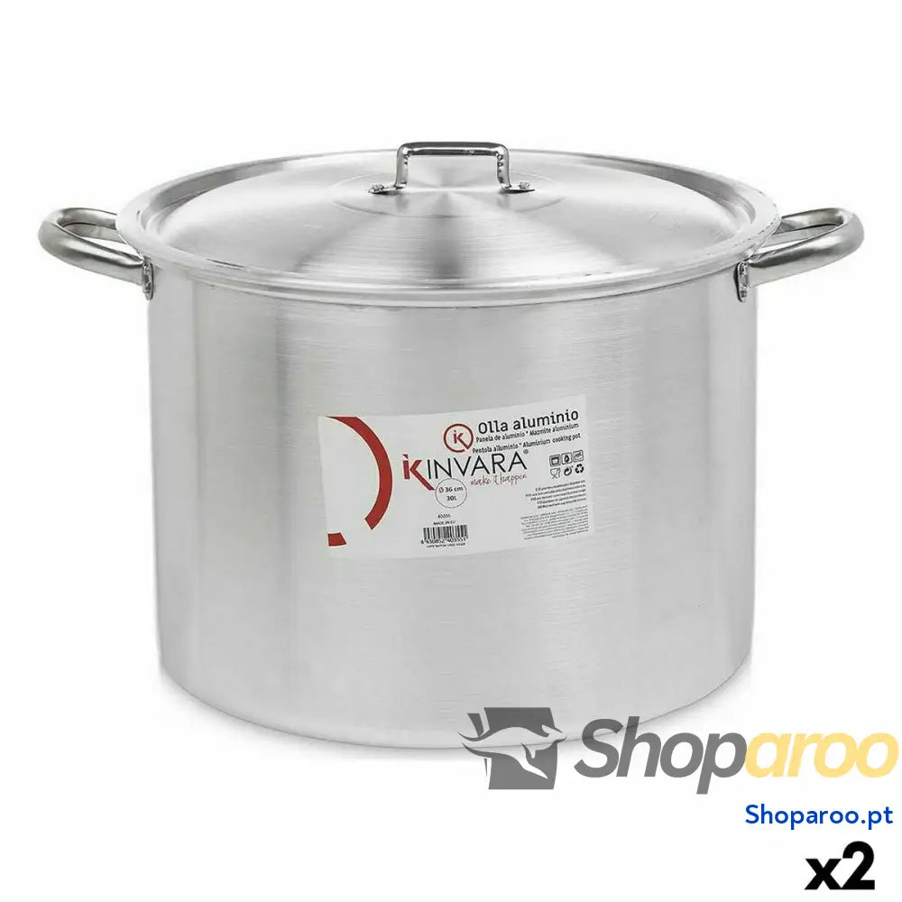 Caçarola com Tampa Kinvara 100041 Prateado Alumínio Ø 36 cm (2 Unidades)