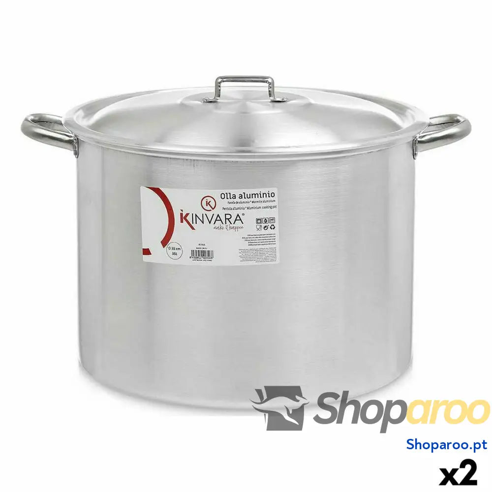 Caçarola com Tampa Kinvara 100042 Prateado Alumínio Ø 36 cm (2 Unidades)