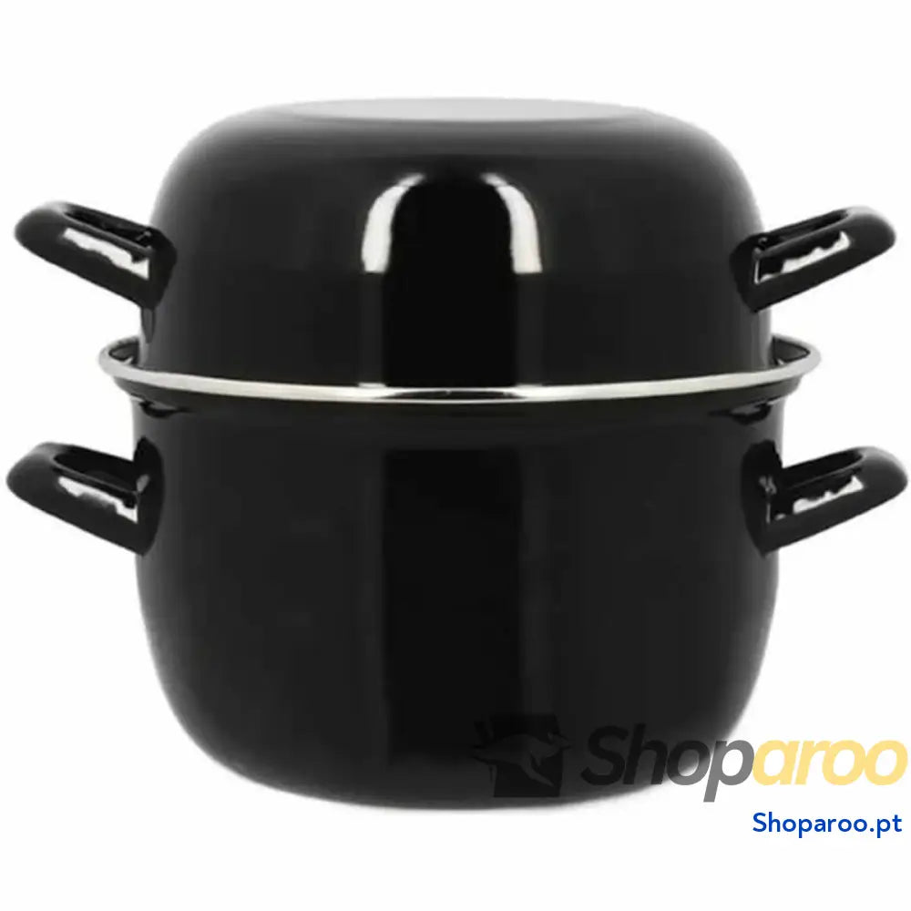 Caçarola com Tampa Menastyl Preto Aço esmaltado vitrificado 2 Peças