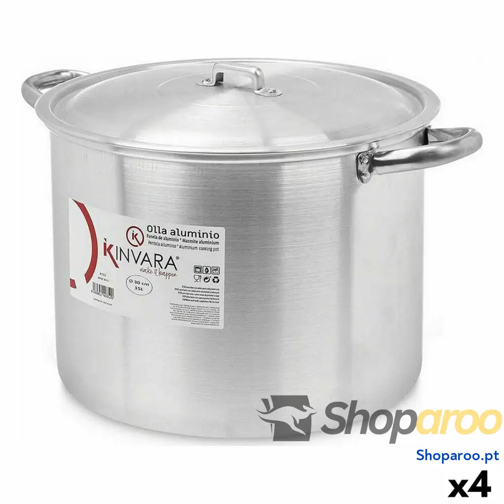 Caçarola com Tampa Ø 30 cm Prateado Alumínio (4 Unidades)