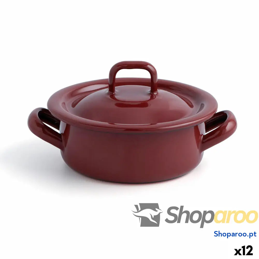 Caçarola com Tampa Quid Clasico Esmalte Castanho Ø 10 cm (12 Unidades)