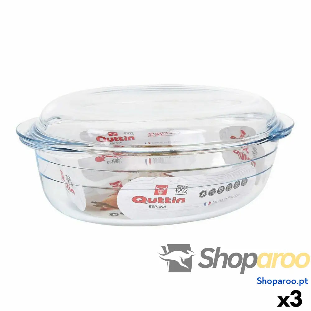 Caçarola com Tampa Quttin 63095 Vidro 33 x 20 13 cm (3L + 1L)