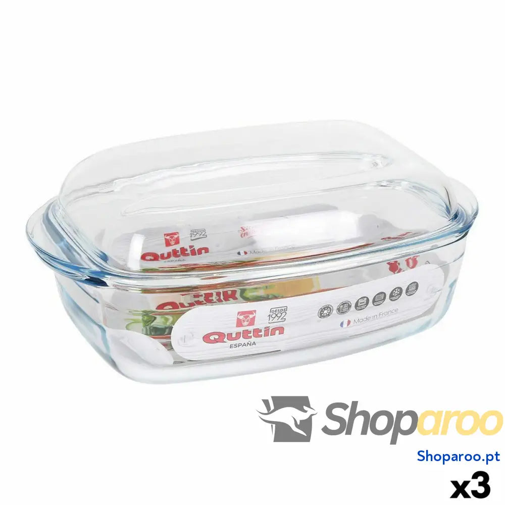 Caçarola com Tampa Quttin 63096 Vidro 32,8 x 19,7 13 cm (3L + 1,5L)
