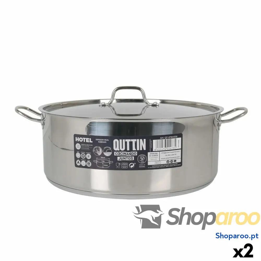 Caçarola com Tampa Quttin Alumínio 36 x 14 cm (2 Unidades)