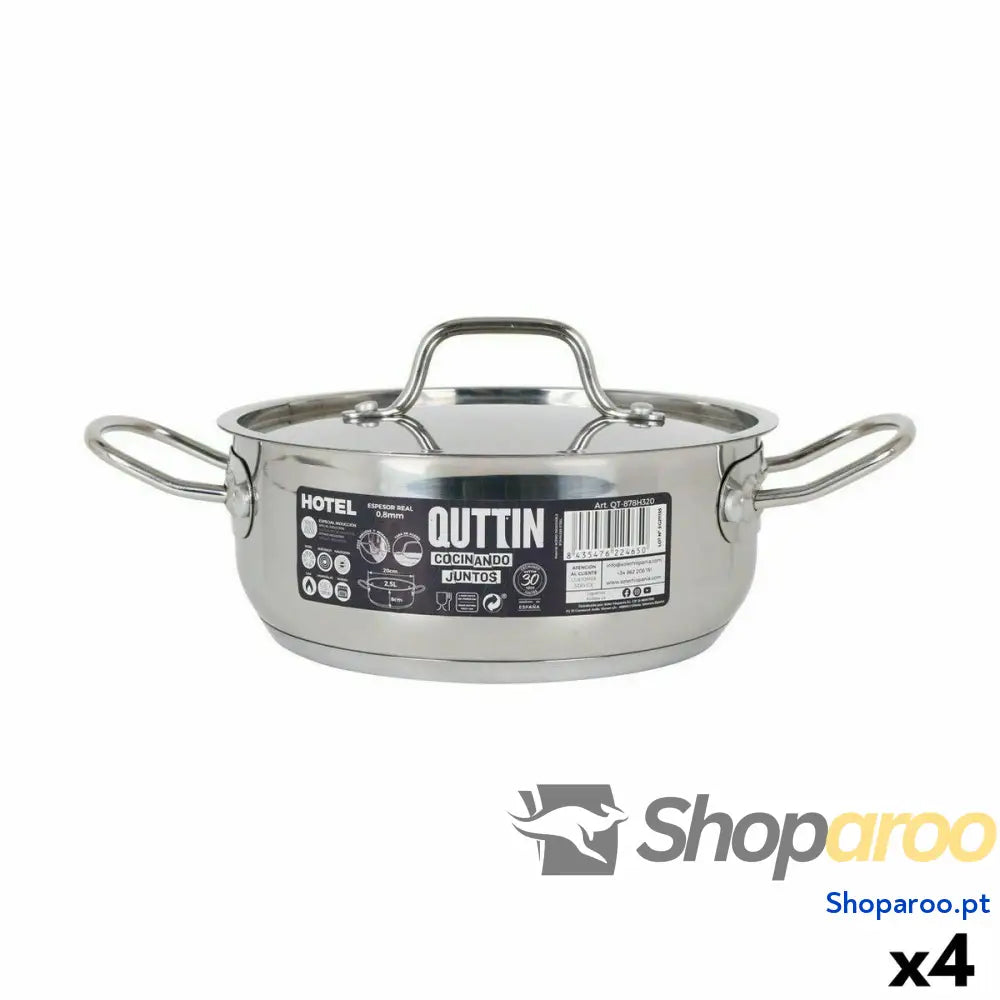 Caçarola com Tampa Quttin Hotel Aço ø 20 x 8 cm (4 Unidades)