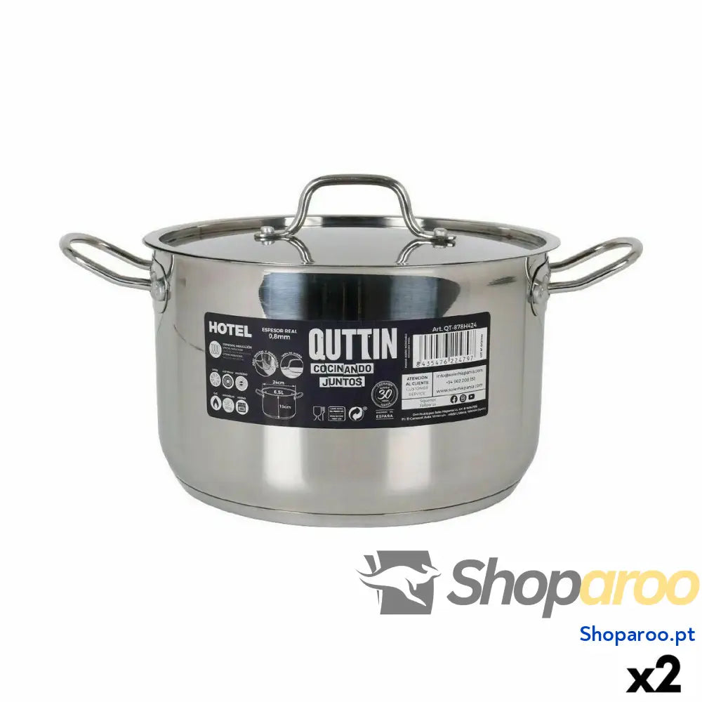 Caçarola com Tampa Quttin Hotel Aço ø 24 x 15 cm (2 Unidades)