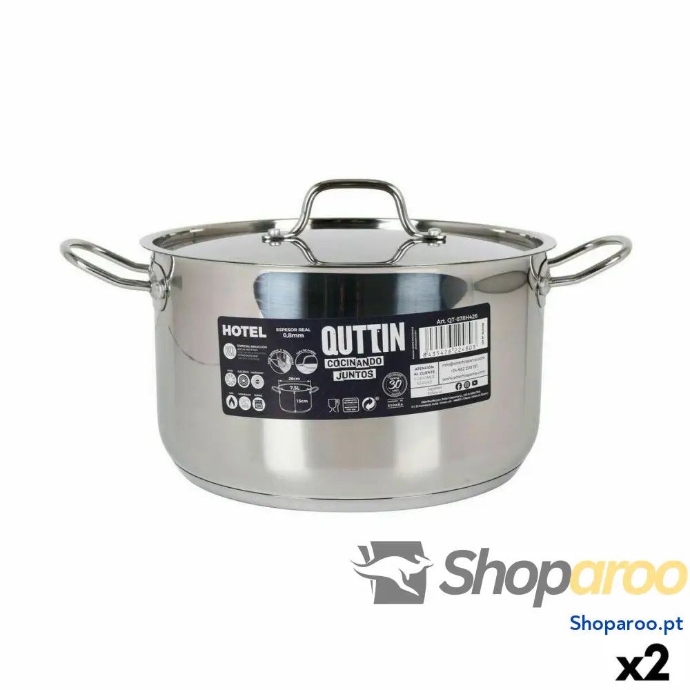 Caçarola com Tampa Quttin Hotel Aço ø 26 x 15 cm (2 Unidades)